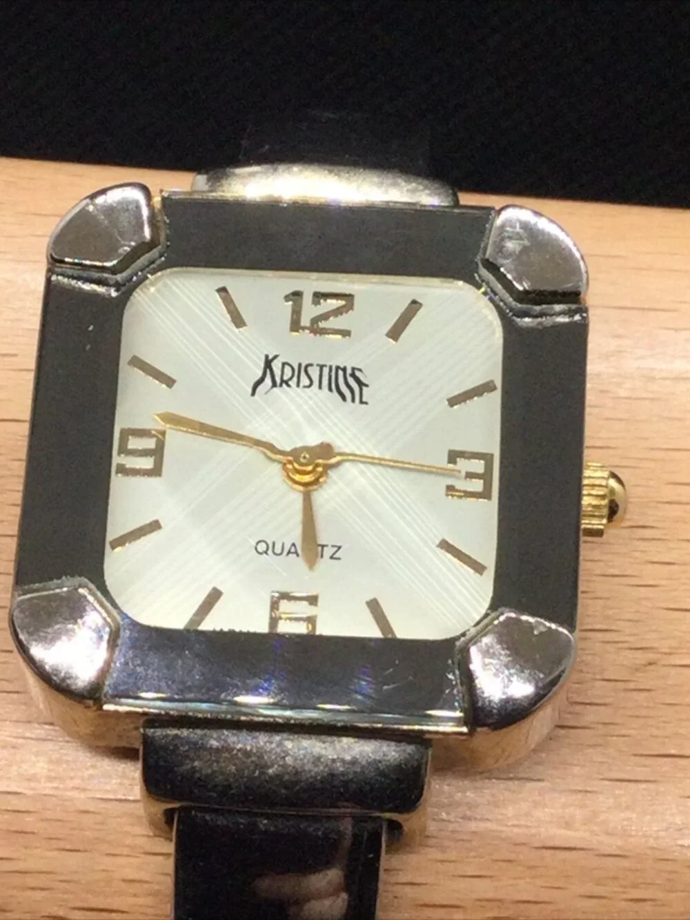 Kristine Ladies Quartz Watch 6.25” Silver Tone Open Cuff Bracelet Band 26mm Case
